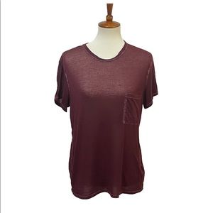 Distressed Sheer Burgandy Top * Abercrombie & Fitch‎ * Size Small * Workout Tee
